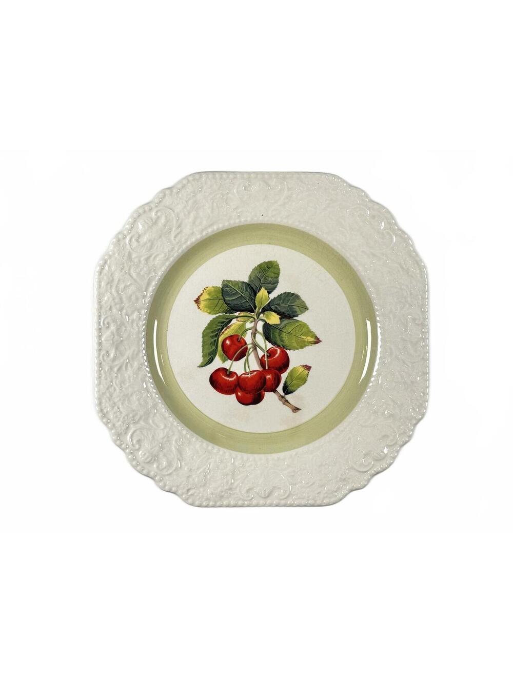 Vintage Lord Nelson Pottery Cherry Botanical Embossed Hand-Crafted Plate England